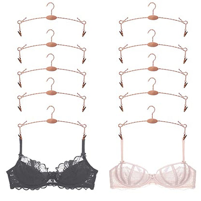 Metal Underwear Bra Rack, Durable Pants Clothes Hangers with Clips,for Lingerie Shop Display, 10pcs (Rose Gold-A2) - color: Rose Gold-a2