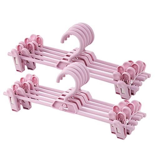Pants Hangers, 10pcs Adjustable Clothes Hangers with Clips, Portable Drying Rack Travel Plastic Non-Slip Clothes Drying Hanger for Kids Or Adults Garments (Pink) - color: Pink