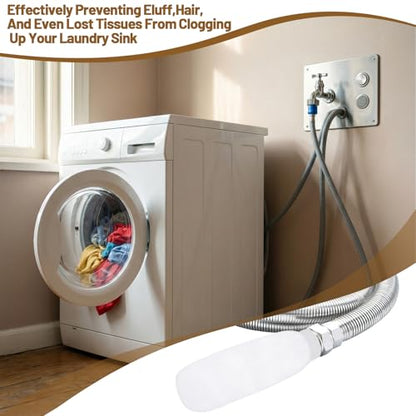 32Pcs Sturdy Lint Traps for Washing Machine Hose, Includes 8 Nylon Washer Hose Lint Trap Mesh and 24 Cable Ties, White Washer Lints Catcher for Home Sink Drain System Hoses Screen Filter (White)