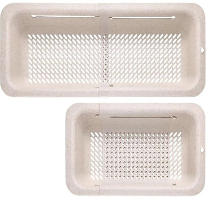 LASSHSWA Collapsible Colander for Kitchen, Over the Sink Strainer Basket for Kitchen, Fruit Pasta Food Strainer Expandable Plastic Colander BPA Free (Straw) - color: Straw