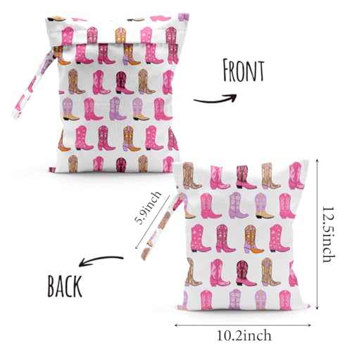 2pcs Pink Wet Dry Bag for Women Reusable Waterproof Cloth Diaper Bag - color: 2pcs Western Boots