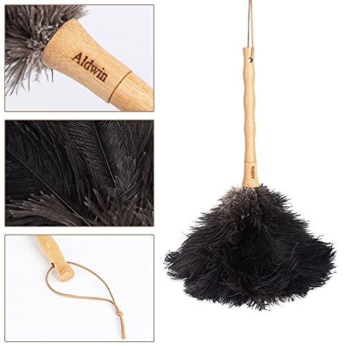 Aldwin Ostrich Feather Dusters for Cleaning, 16 inch Black - color: Black