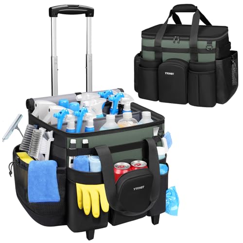 Ytonet XXL Rolling Cleaning Caddy, Large Cleaning Caddy with Wheels - color: Black Green, size: XX-Large