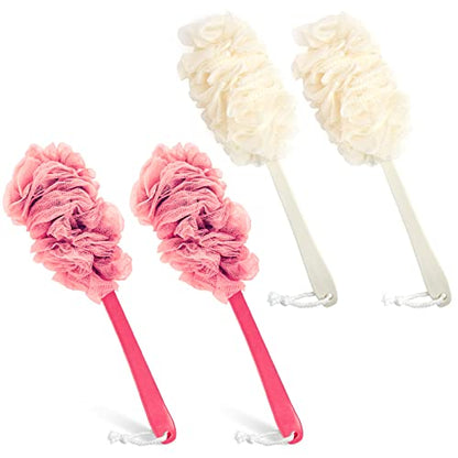 Evmliy Back Scrubber for Shower, Loofah Sponge Brush Exfoliating Body, Long Handle Scrub Brush for Shower with Loofah on a Stick for Back Use, Bathing Accessories Body Brushes (4Pack) - size: 4Pack