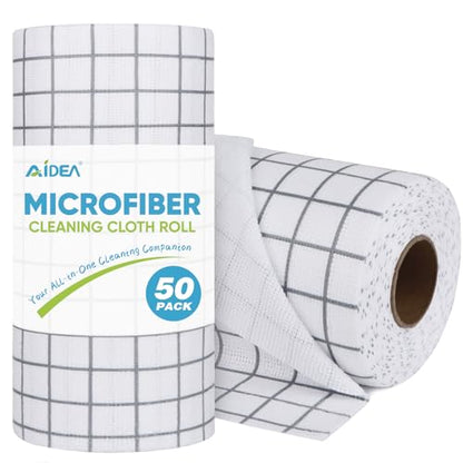 AIDEA Microfiber Cleaning Cloth Roll-50PK, Reusable Paper Towels 11.5×11.5" - color: Printed