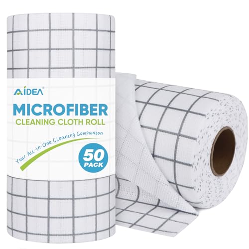 AIDEA Microfiber Cleaning Cloth Roll-50PK, Reusable Paper Towels 11.5×11.5" - color: Printed