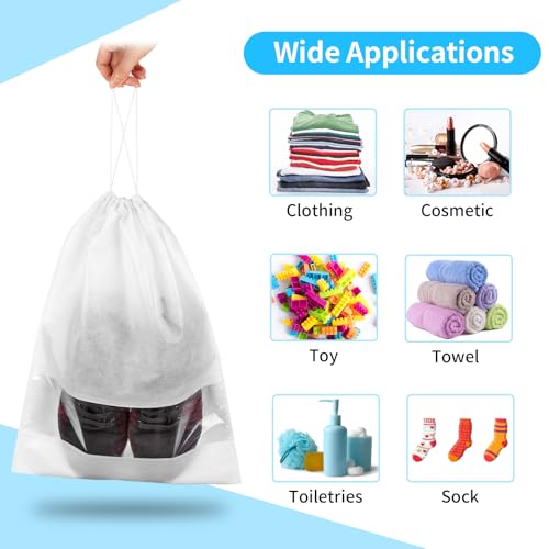 12 Pack Shoe Bags for Travel, Large Travel Shoe Bag for Packing with Window - color: White