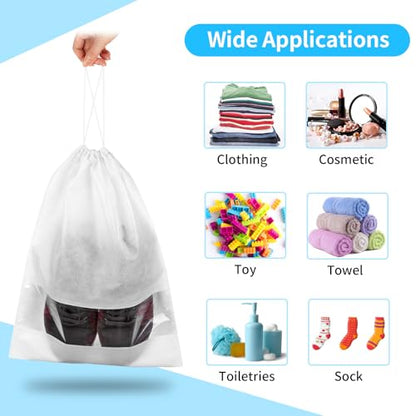 12 Pack Shoe Bags for Travel, Large Travel Shoe Bag for Packing with Window - color: White