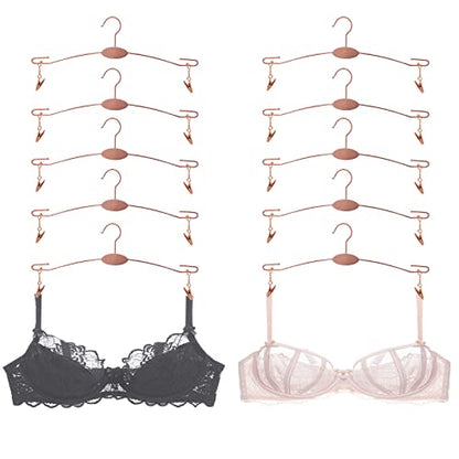Metal Underwear Bra Rack, Durable Pants Clothes Hangers with Clips,for Lingerie Shop Display, 10pcs (Rose Gold-A1) - color: Rose Gold-a1