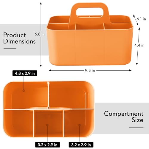 Tiawudi Multipurpose Caddy Organizer, Plastic Caddy with Handle, Stackable Desk Organizer for Stationery, Marker and Pencil, Office Supplies Organizer, Dorm Caddy - color: Orange, size: Rectangle