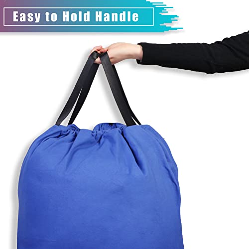 LOLOMLO Extra Large Canvas Laundry Bags with Handles & Drawstring Closure, Heavy Duty Tears Resistant Clothes Storage Travel Bags, Machine Washable Multi Use Laundry Bag liner for Laundry Hamper - - color: Royal Blue
