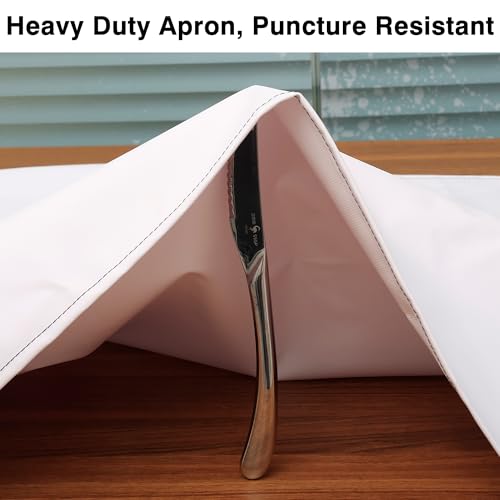 Heavy Duty Waterproof Apron,PVC, Adjustable Cross Strap,Chemical Resistant, for Butchering, Dishwashing, Food Factory - color: White
