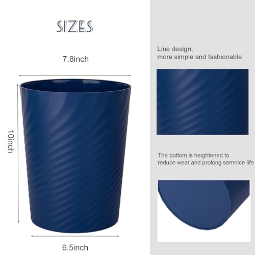 UUJOLY Plastic Small Bathroom Trash Can Wastebasket Garbage Can, Navy Blue - color: Navy Blue, size: 1.8 Gallon/1 Pack