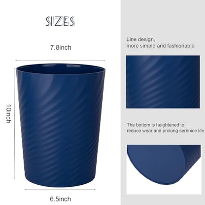UUJOLY Plastic Small Bathroom Trash Can Wastebasket Garbage Can, Navy Blue - color: Navy Blue, size: 1.8 Gallon/1 Pack