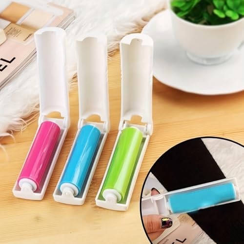 6pcs Reusable lint Roller, Reusable Foldable Portable Clothes Washing Carpet Sheets dust Suction Brush Picker Set Cleaner,Pet Hair Remover Brush (6, Blue) - color: Blue