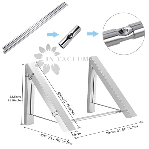 Clothes Drying Rack Folding Indoor, Wall Mounted Drying Racks for Laundry - color: 2 Racks With Rod Sliver