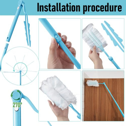 Colingmill 4 Pack Replacement Duster Handles, 3 Ft Extendable, Sky Blue - color: Sky Blue