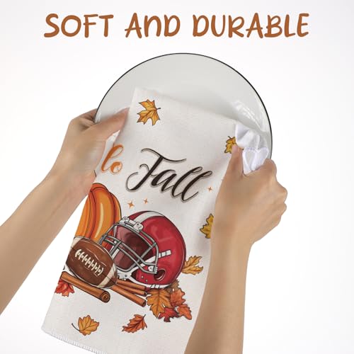 Fall Kitchen Towels Set of 4, Autumn Pumpkin Football Hand Towel