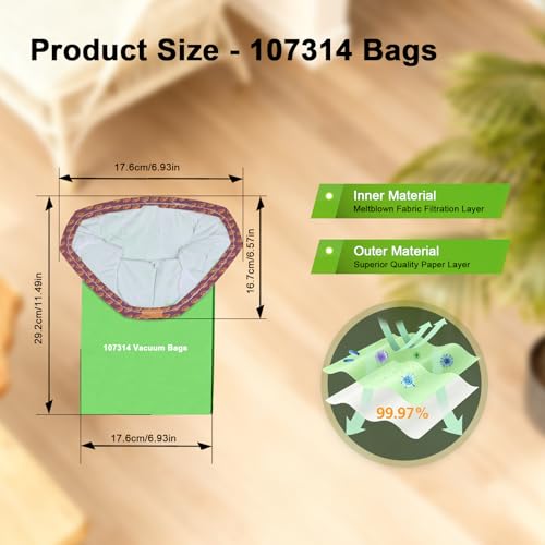 30 Pack 107314 Vacuum Bags Compatible with ProTeam 6 QT - size: 30 Pack