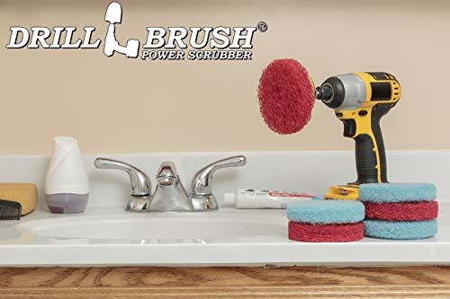 Bathroom Accessories - Cleaning Supplies - Bath Mat - Shower Door Cleaner - color: 3x Red Pads 3x Light Blue Pads