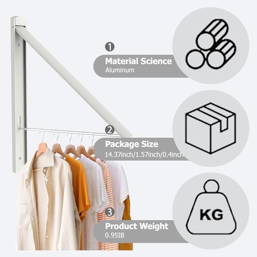 Wall Mounted Clothes Drying Rack 65lb, Foldable Aluminum,White-a - color: White-a