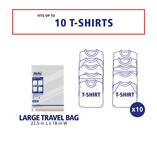 Hefty Shrink-Pak Large Travel Bags - Airtight Storage Bags for Maximum Space Saving, Travel Essentials, Ideal for Packing, Durable, Reliable Compression with Sealed Protection (Pack of 2) - size: 6 Large Travel Bags (Pack of 2)