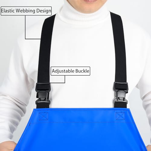Heavy Duty Waterproof Apron,PVC, Adjustable Cross Strap,Chemical Resistant, for Butchering, Dishwashing, Food Factory - color: Royal Blue