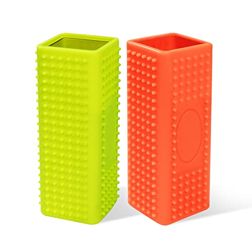2 PCS Silicone Pet Hair Remover, Reusable Rubber Pet Hair Block Roller Cleaner for Carpet, Couch, Furniture, Car Seats (Orange, Yellow)