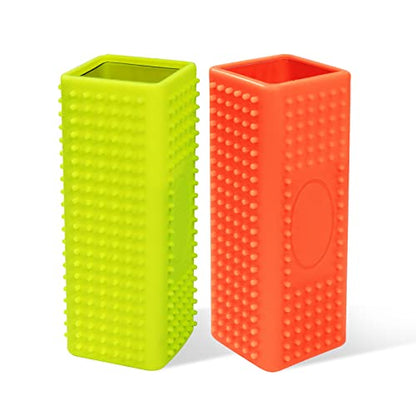 2 PCS Silicone Pet Hair Remover, Reusable Rubber Pet Hair Block Roller Cleaner for Carpet, Couch, Furniture, Car Seats (Orange, Yellow)