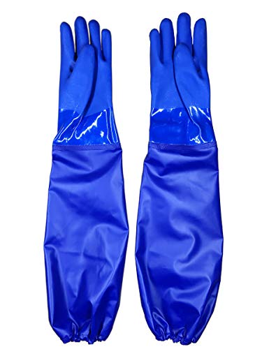 Long Water Proof Rubber Gloves with Cotton Lined, Elbow Length Chemical Resistant Gloves,Large - size: 25 Inch