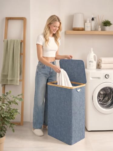 IEGrow Laundry Hamper with Lid,110L Laundry Basket with Mesh Bags,Blue - color: Blue, size: 110L