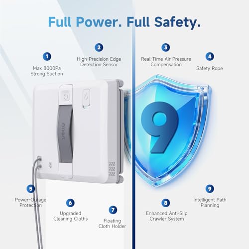 FMART W5 Compact Window Cleaning Robot with 4 Ultrasonic Water Sprays