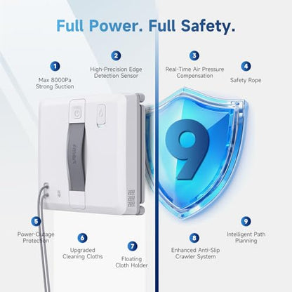 FMART W5 Compact Window Cleaning Robot with 4 Ultrasonic Water Sprays