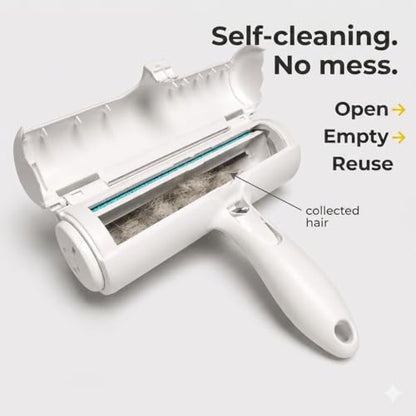 Pet Hair Remover, Reusable Self-Cleaning Lint Roller for Dog & Cat Hair, Fur Remover for Furniture, Couch, Carpet, Clothes, Bedding & Car, No Adhesive, No Refills, Multi-Surface