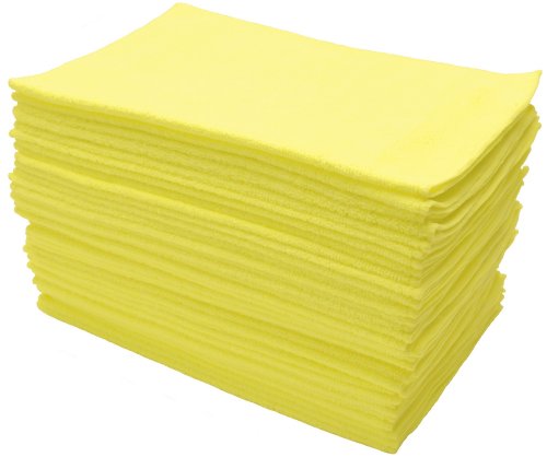 Eurow 300 GSM Microfiber Cleaning Cloths, Soft, Streak-Free, Lint-Free, Ultra Absorbent, Reusable Towels for Auto Detailing, Home Cleaning, Kitchen, Glass, Electronics, 12x16in, 36-Pack, Yellow