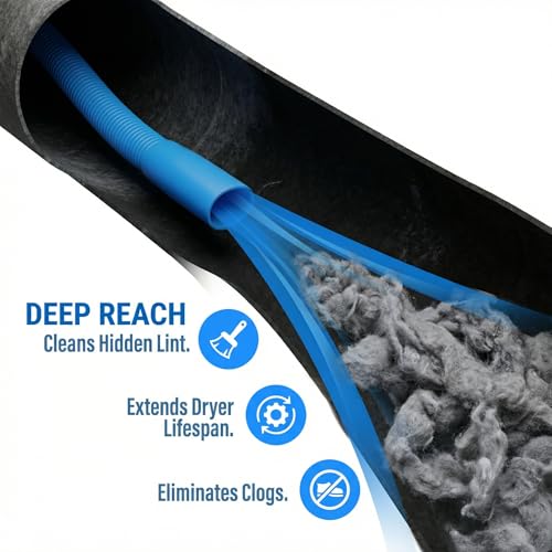 Upgraded Dryer Vent Cleaner Kit, Universal Dryer Vacuum Hose Attachment for All Vacuums, 31.5 Inch Flexible Hose for Deep Cleaning, Removes Lint & Clogs(Vacuum hose and brush)