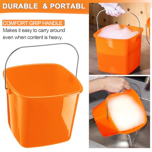 Zhehao 6 Pcs 3 Quart Small Sanitizer Cleaning Bucket, Orange - color: Orange
