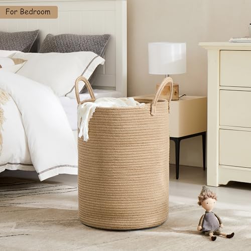 80L Extra Large Jute Woven Rope Laundry Basket Tall Wicker Hamper - color: Jute, size: Extra Large (80L)