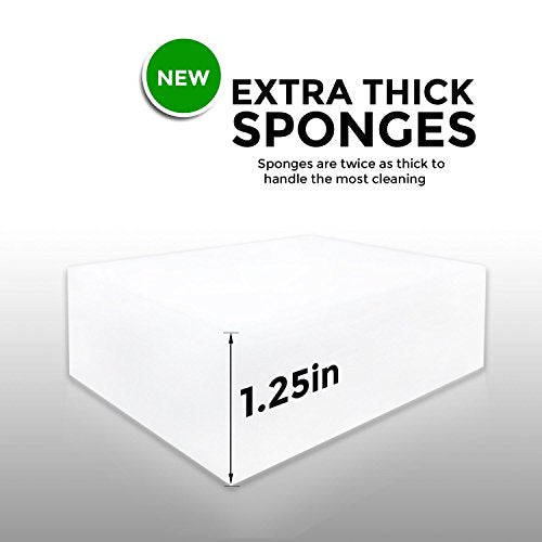 100 Pack Extra Thick Magic Cleaning Sponges - Eraser Sponge for All Surfaces - Double Thickness - Kitchen-Bathroom-Furniture-Leather-Car-Steel - Just Add Water - Melamine - Universal Cleaner - size: 100 Count (Pack of 1)