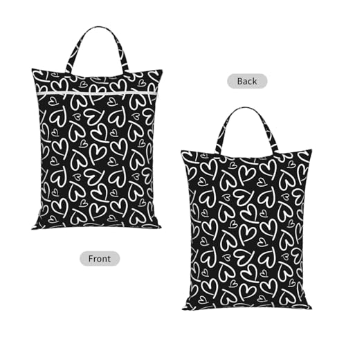 Heart White Travel Laundry Bags Cloth Diaper Wet Bags Handle Washable Dirty Clothes Bags Wet Dry Bag Suitcase Gym Swimming Pool College Dorm Wet Bag - color: 1 PC27, size: One Size