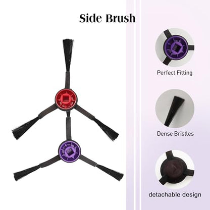 Replacement Accessories for Eureka E20 Plus Robot Vacuum,1Rubber Main Brush,4Mop Pads,2Filters,4Side Brush;2Rubber Main Brush,4Mop Pads,4Filters,6Side Brush. (12, E20) - style: 12