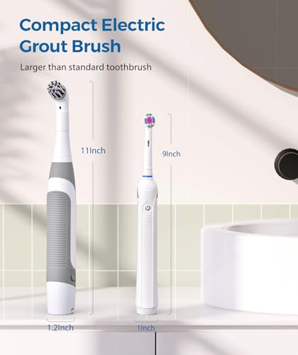 kHelfer Electric Cleaning Brush with Battery Power, Electric Grout Brush - color: Gray& White