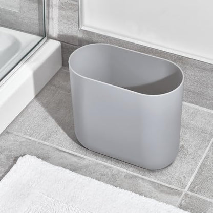 iDesign Small Slim Plastic Bathroom Trash Can, 2-Pack, Gray - color: Gray, style: Pack of 2
