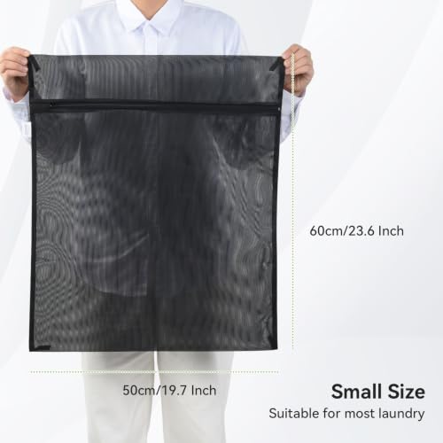 OTraki 2 Pack Mesh Laundry Bags with SAB Zipper, Black 20×24 Inch Washing Machine Bag with 4 CM Elastic Band, Reusable Lingerie Fine Mesh Wash Bag for Travel, Home and Storage - size: 20×24 Inch