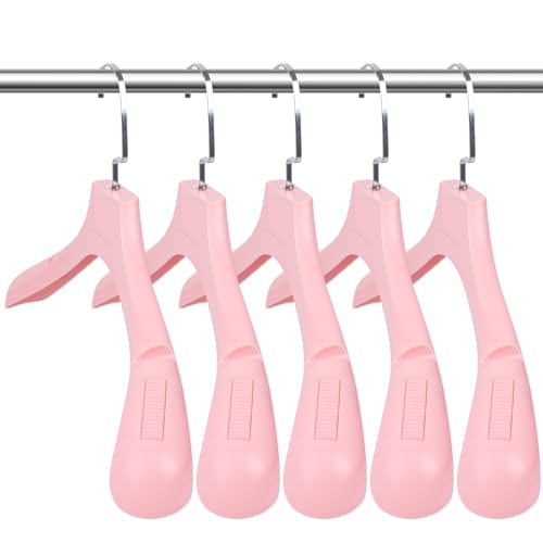 DEDU Suit Hangers for Men 20 Pack, Sweater Hangers No Shoulder Bump Non Slip Width 17.7", Plastic Clothes Hangers Pink with Metal Hook - color: Pink-20