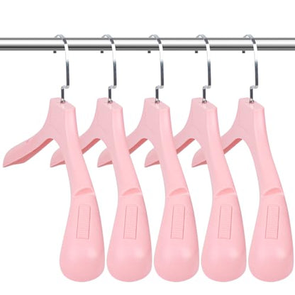 DEDU Suit Hangers for Men 20 Pack, Sweater Hangers No Shoulder Bump Non Slip Width 17.7", Plastic Clothes Hangers Pink with Metal Hook - color: Pink-20