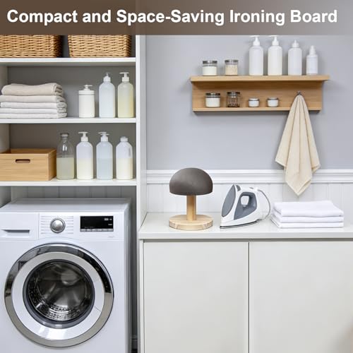 Bra Wooden Ironing Board Mini Iron Padded Sleeve Pillow Board Stool with Round Base for Small Table top Pressing pad ham, Long-7.1 Inch, Gray - color: Gray