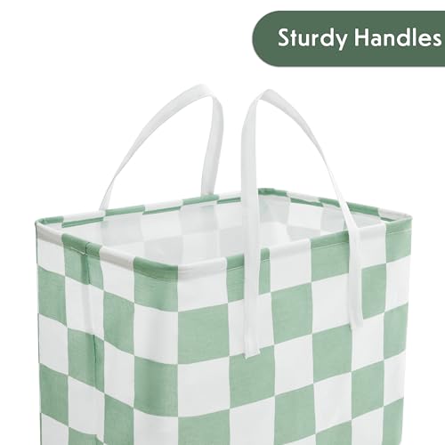 Ohocut Checkered Laundry Hamper, Pack of 2, Sage Green Aesthetic Cute Large Collapsible Cloth Hampers Basket for Storage Organization Cute Aesthetic, 2 x 75L - color: Green