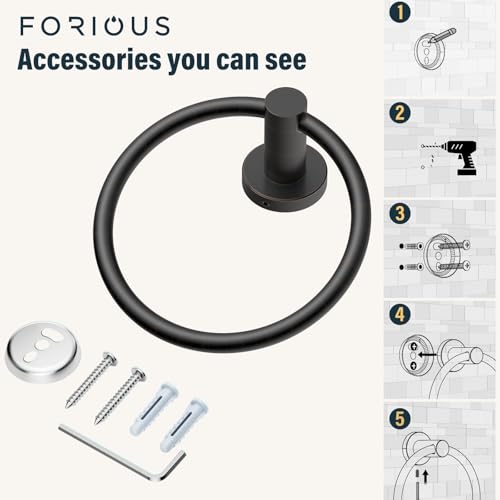 FORIOUS Towel Ring, SUS304 Hand Towel Holder for Bathroom,Oil Rubbed Bronze - color: Oil Rubbed Bronze