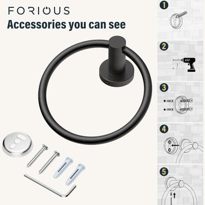 FORIOUS Towel Ring, SUS304 Hand Towel Holder for Bathroom,Oil Rubbed Bronze - color: Oil Rubbed Bronze